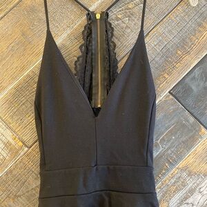 Black Sleeveless Dress with Lace Detail